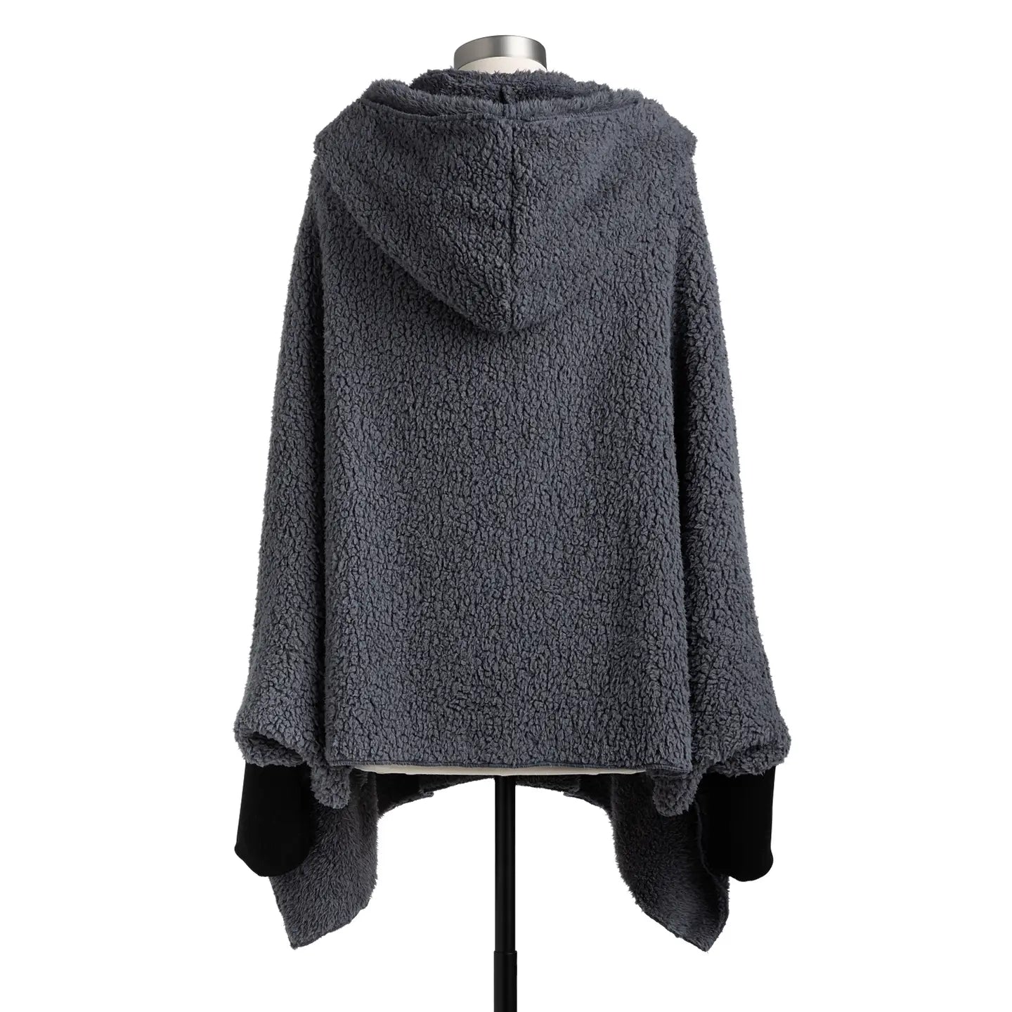 Sherpa Hooded Wrap with Cuffs - Charcoal