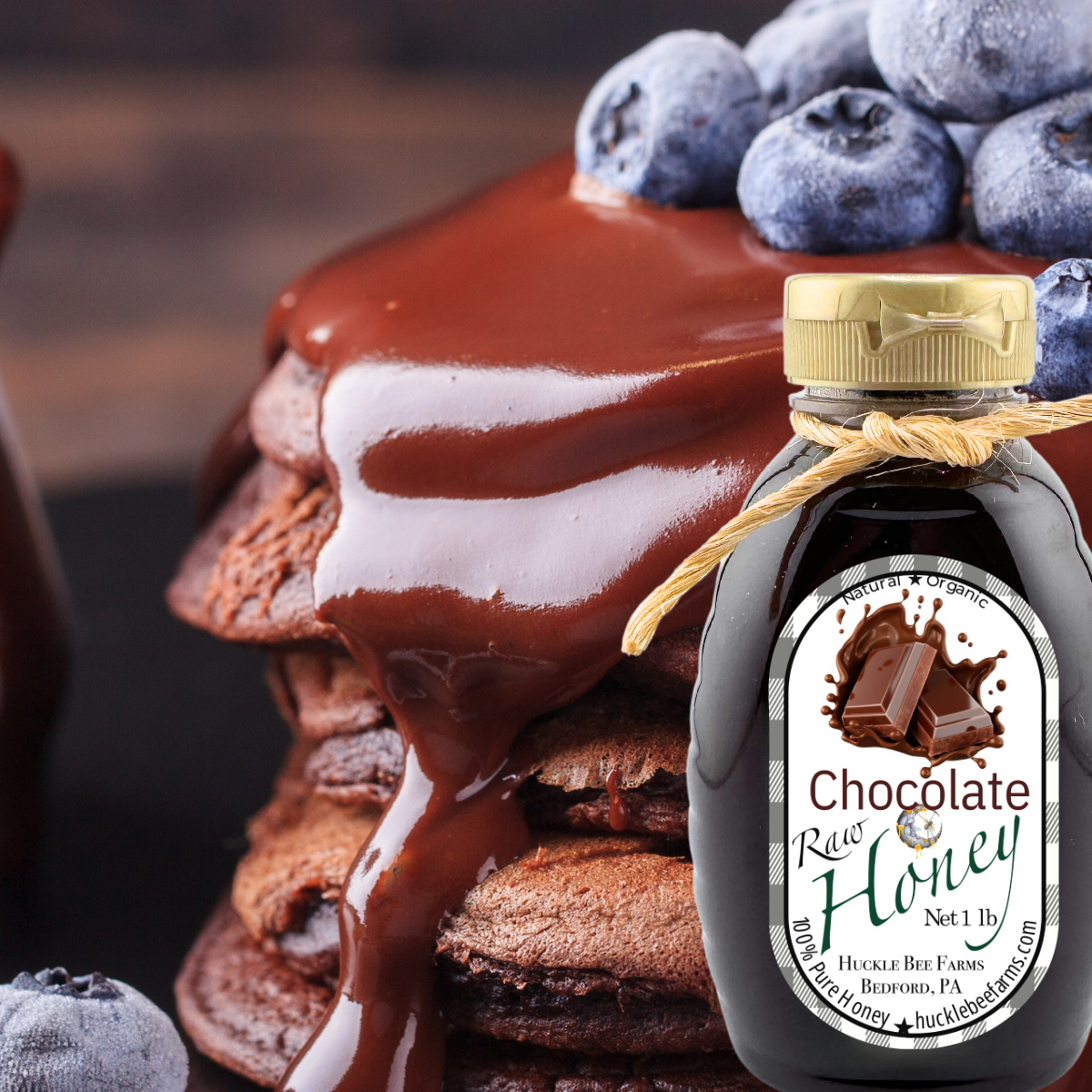 Chocolate Infused Raw Honey: 1 lb Bottle