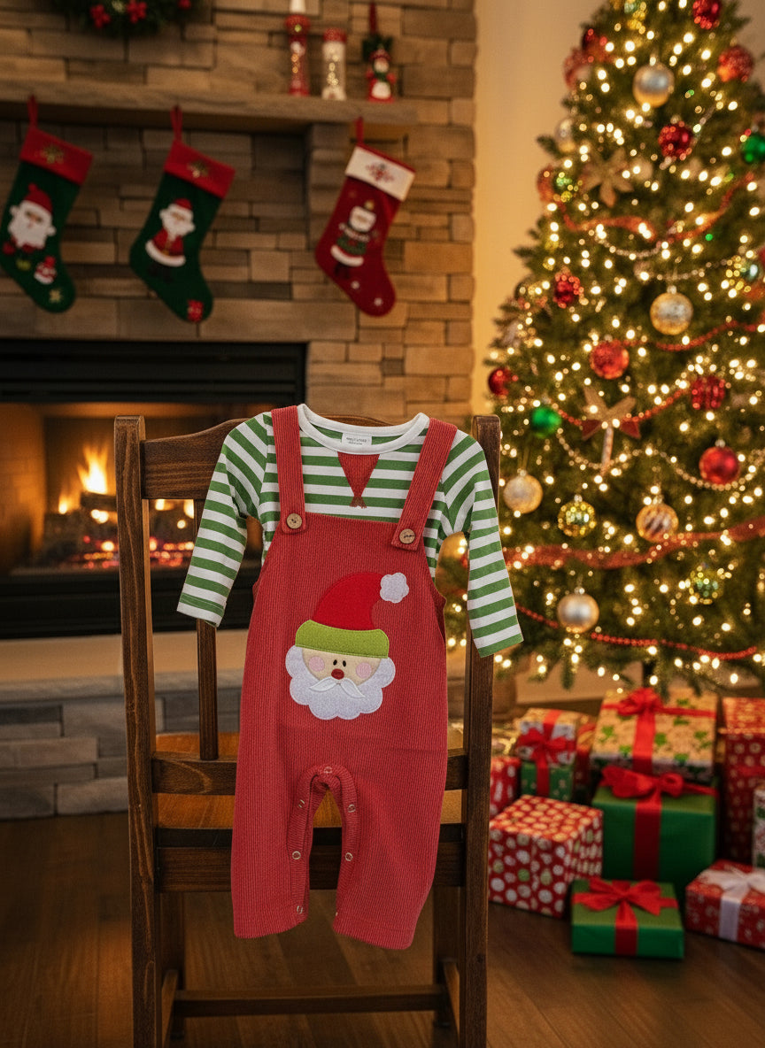 Boys Santa Corduroy Overalls Size 6mos