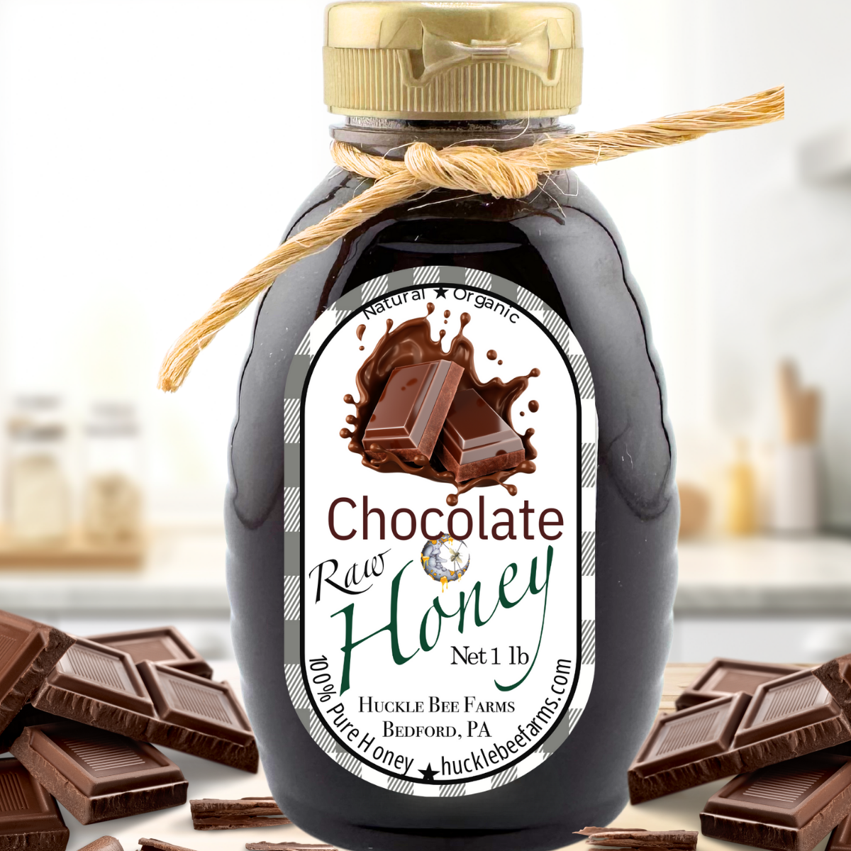 Chocolate Infused Raw Honey: 1 lb Bottle