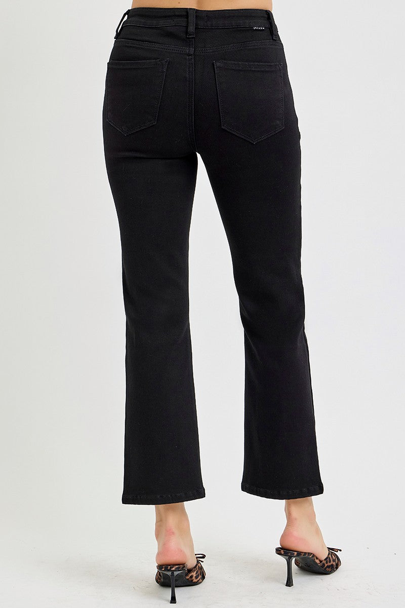 Plus Size Tummy Control High Rise Crop Straight - Black