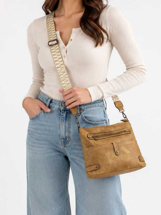 Bridget Crossbody Bag - Gray, distressed vegan leather, photo 2 of 3