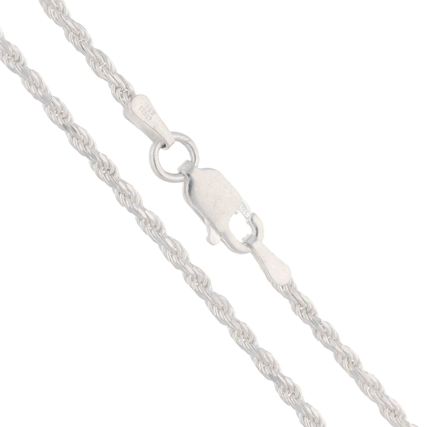 2mm Sterling Silver Diamond-Cut Rope Chain Necklace: 20in