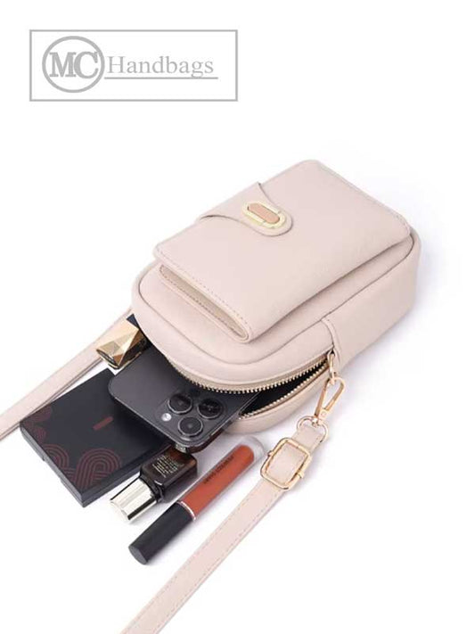 Tera pink pebbled vegan leather compact crossbody bag, photo 2 of 4