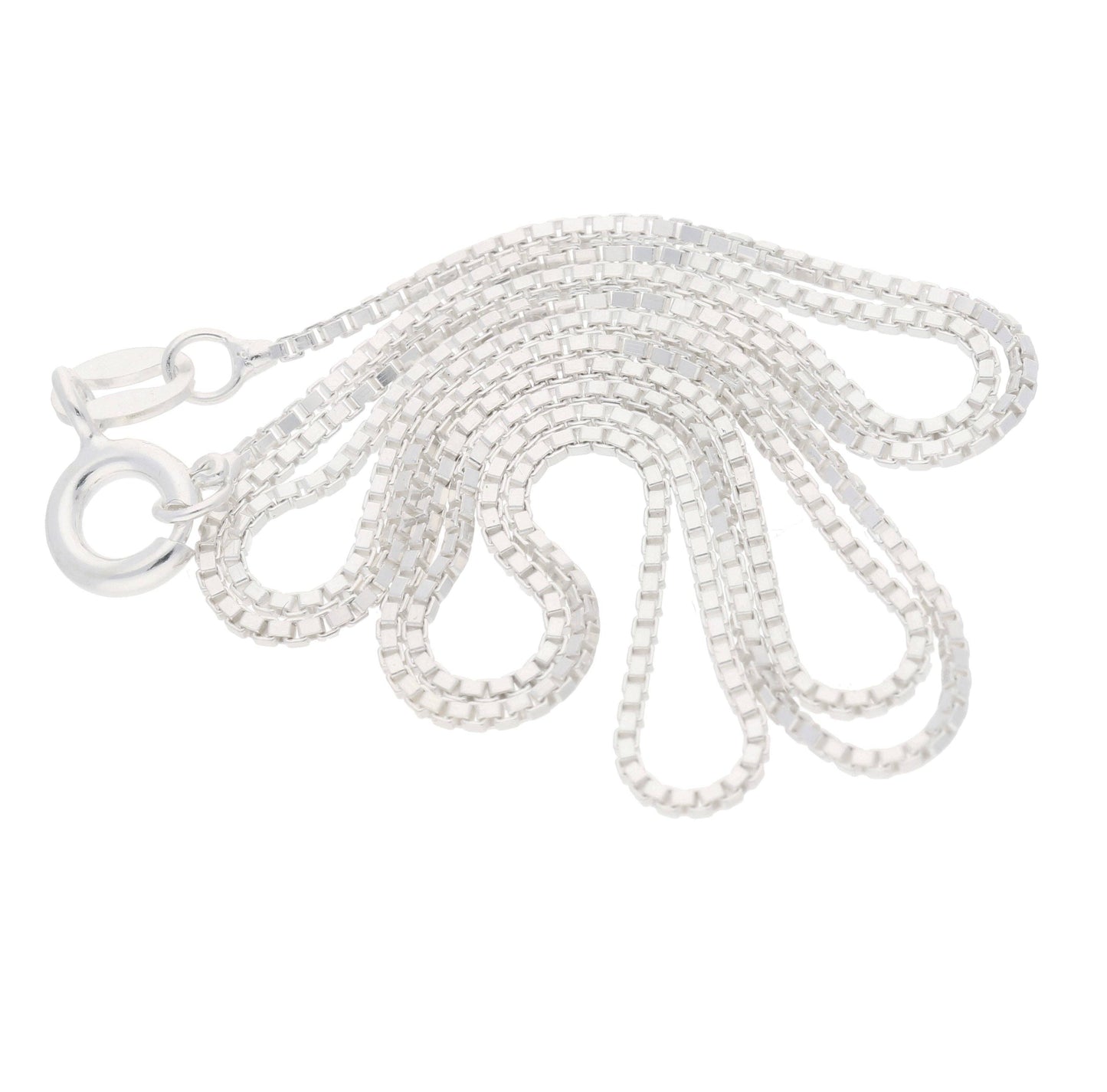 Italian 1mm Sterling Silver Box Link Chain Necklace: 18in