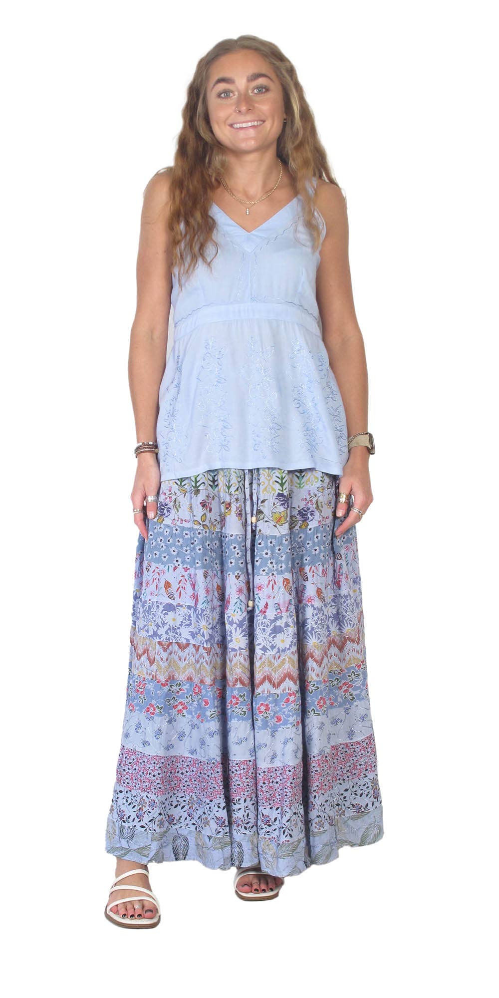 Tiered Panel Skirt: Multi