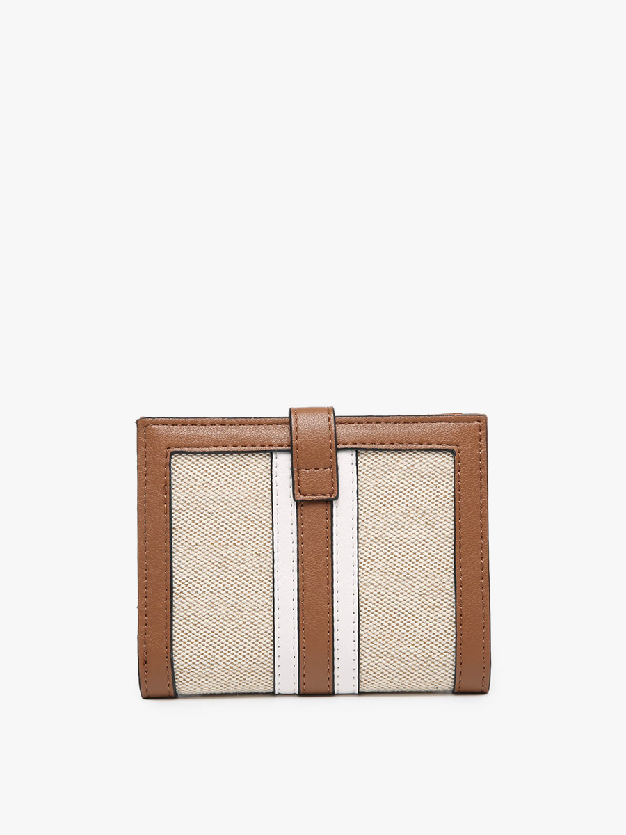 Bessie Canvas Striped Wallet: Brown/White