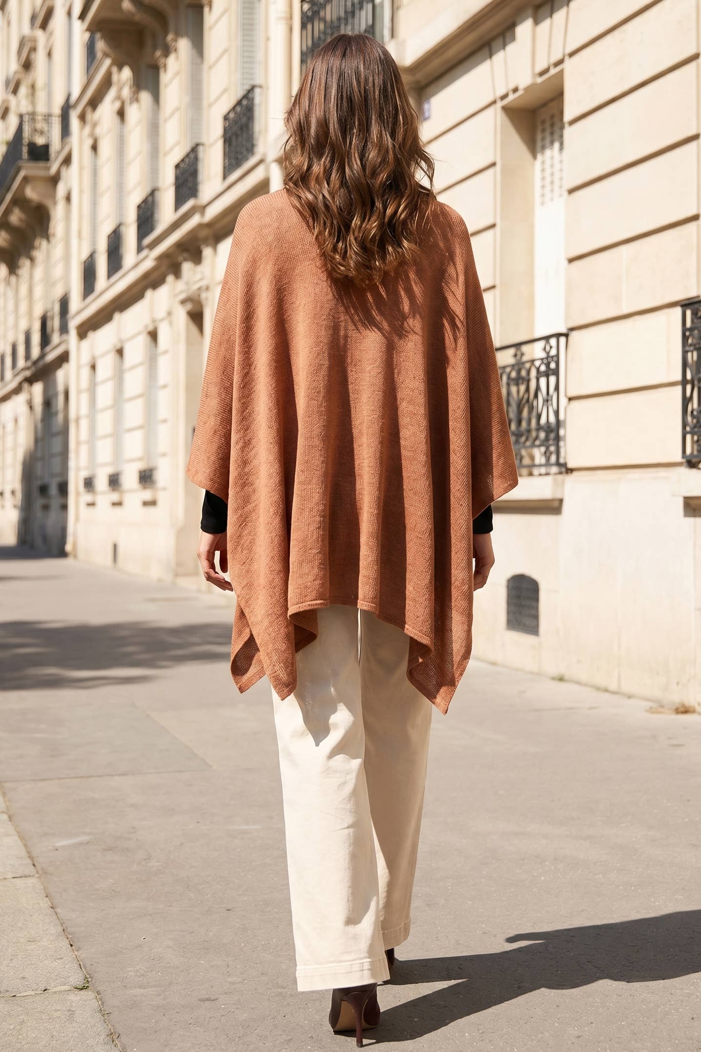 Cozy Poncho Sweater Shawl Wrap: TOFFEE / One Size