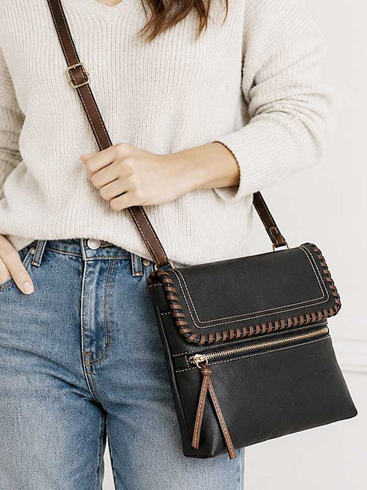 Gabby black microfiber vegan leather crossbody bag, photo 2 of 3