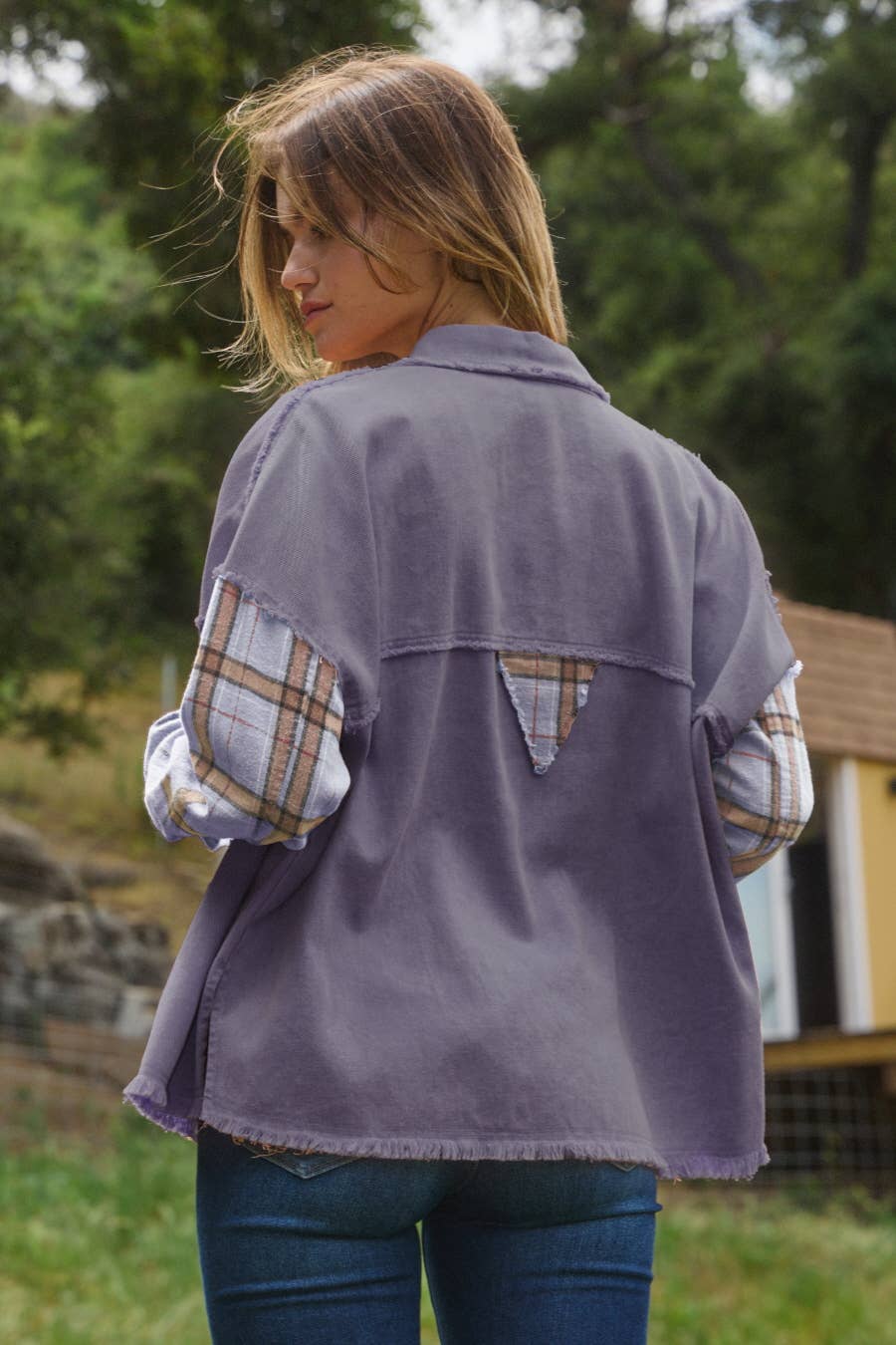 Acid Washed Denim Jacket: Washed Lavender