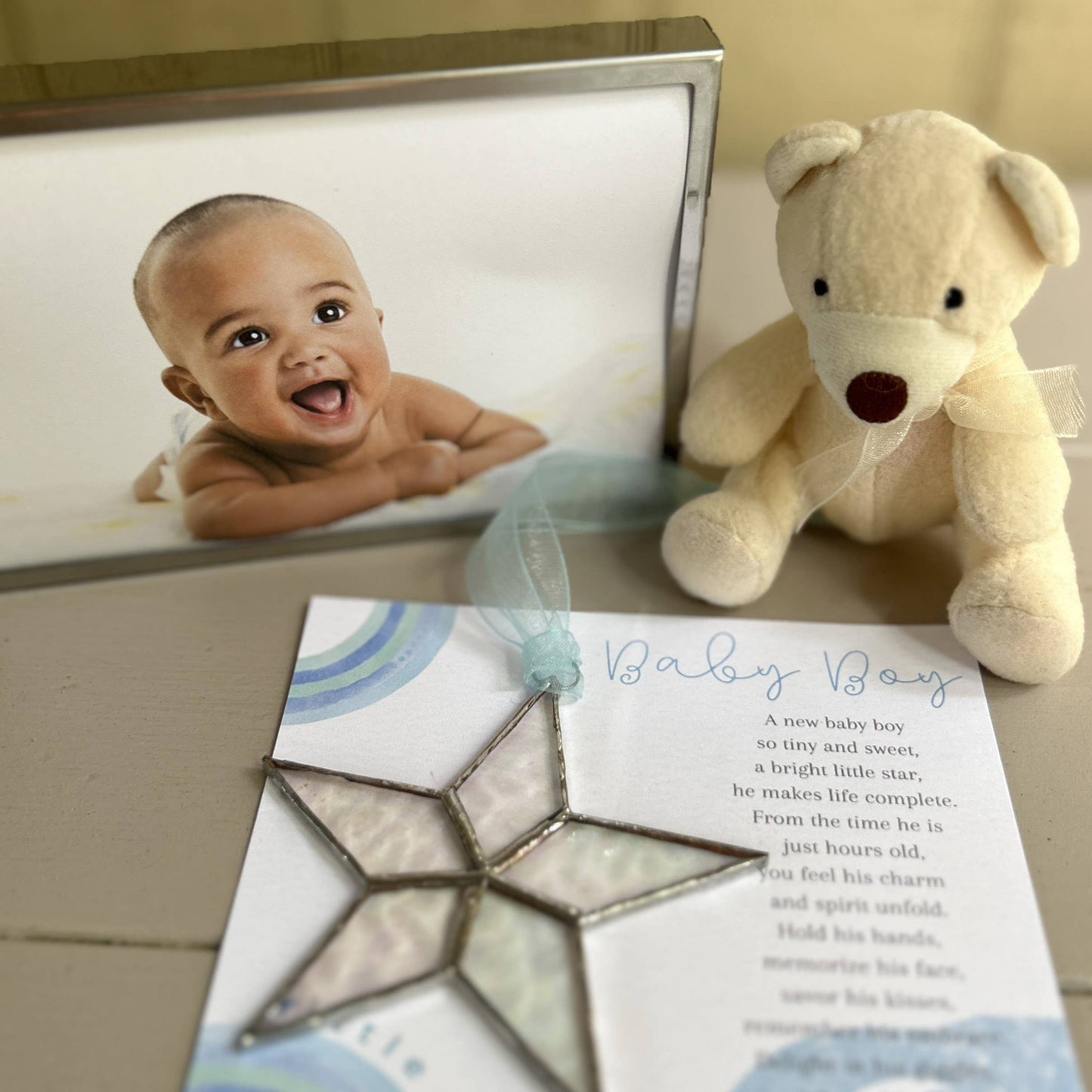 Little Star Baby Boy Handmade Stained Glass Star
