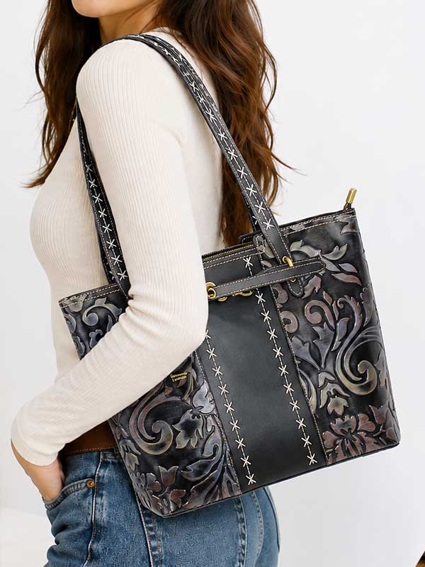 Nadi - Genuine Tooled Embossed Leather: Turquoise