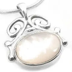 Sterling Silver Black Onyx and Mother of Pearl Reversible Necklace