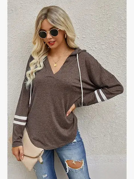 Long Sleeves Loose Hoodie: KHAKI(no zipper)