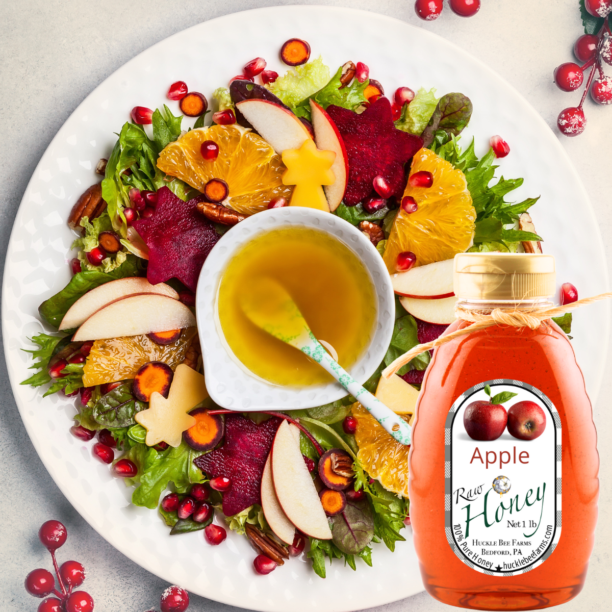 Apple Infused Raw Honey: 1 Lb