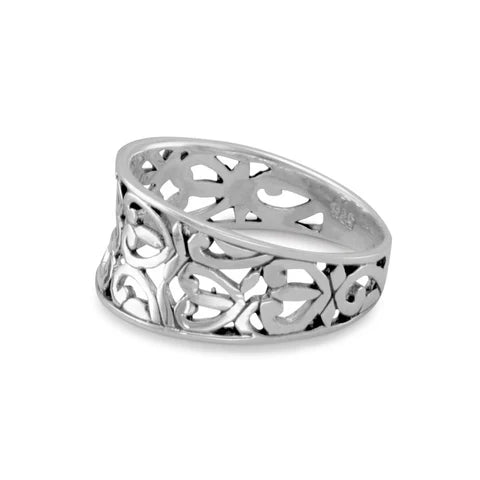 Oxidized Heart Design Ring /size 8