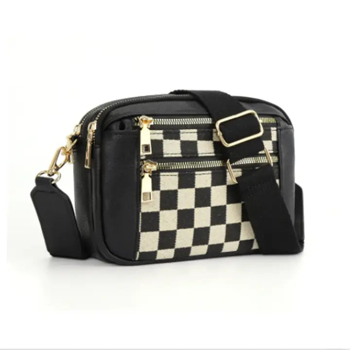 Color Blocked Multifunctional Zipper Crossbody Bag