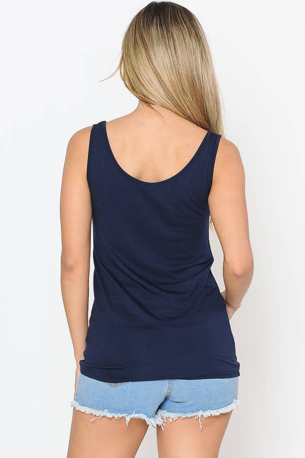 ROUND NECK TANK TOP: BLACK