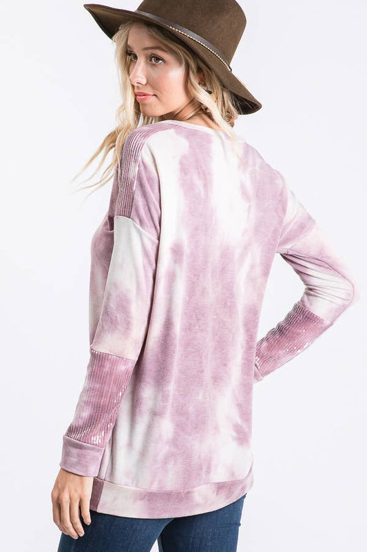Back view of the purple tie dye top