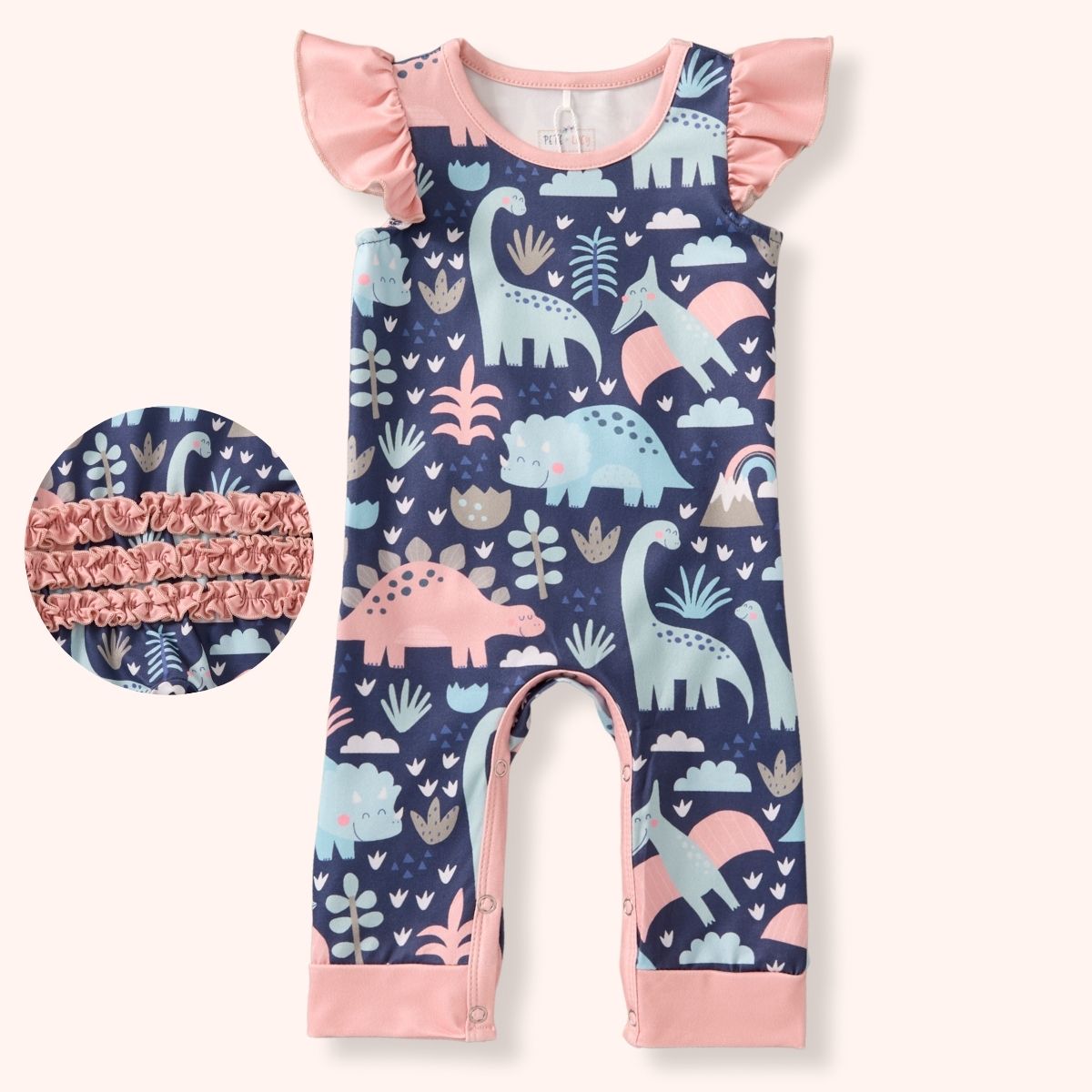 Dino ~ Girl Infant Romper 6-9mos