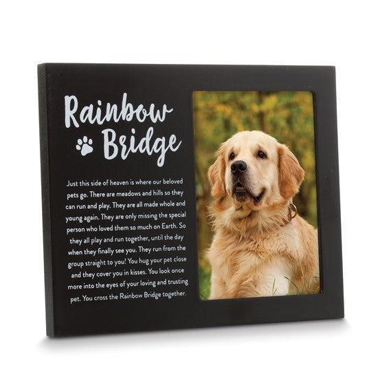 Black Wooden RAINBOW BRIDGE Pet Memorial Remembrance 3.5x5 Photo Frame