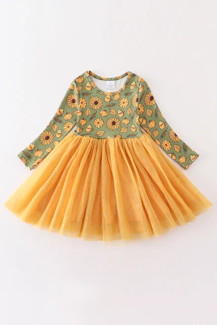 Girls Sunflower Tulle Dress Size 3