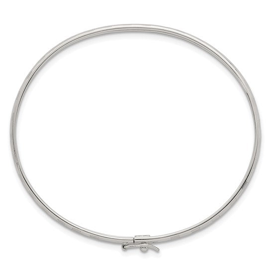 Sterling Silver Polished and Diamond-cut 4.0mm Flexible Bangle