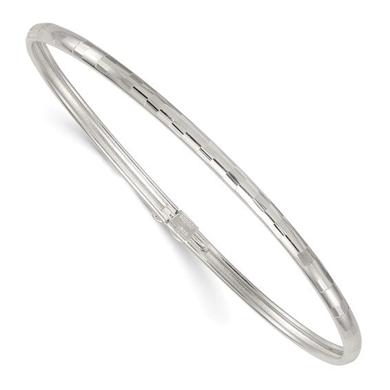 Sterling Silver Polished and Diamond-cut 4.0mm Flexible Bangle