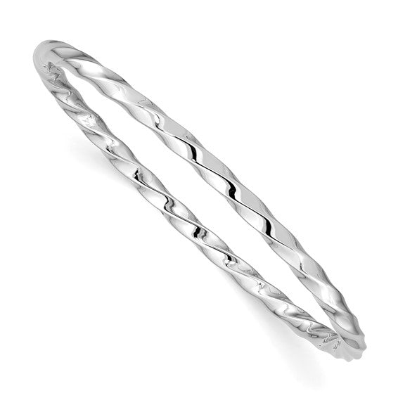 Sterling Silver Polished Twisted Slip On Children's Bangle Bracelet