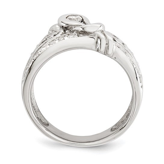 Sterling Silver Rhodium-plated with CZ Ring Size 6