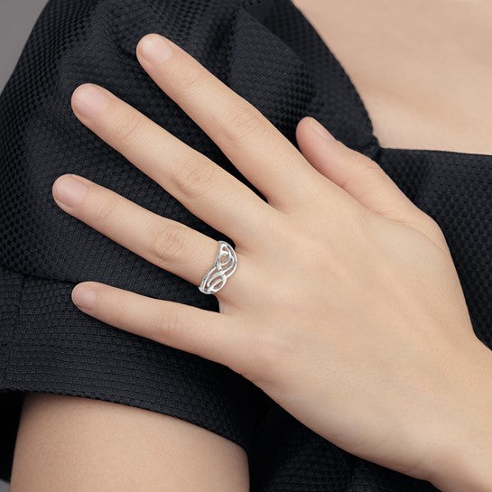 Sterling Silver Rhodium-plated Polished Infinity Ring