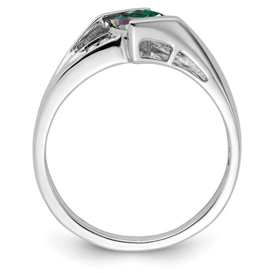 Sterling Silver Mystic Fire Topaz and Diamond Ring Size 7