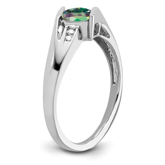 Sterling Silver Mystic Fire Topaz and Diamond Ring Size 7
