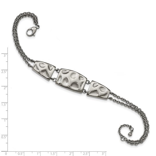 Stainless Steel Polished and Textured with 1in ext.7in Bracelet