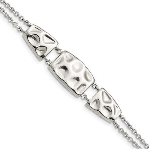 Stainless Steel Polished and Textured with 1in ext.7in Bracelet