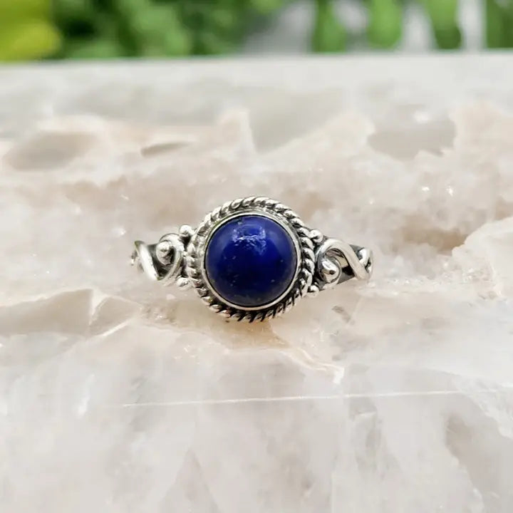 Lapis Lazuli Semi-Precious Gemstone Ring-Sterling Silver/925 sz 7