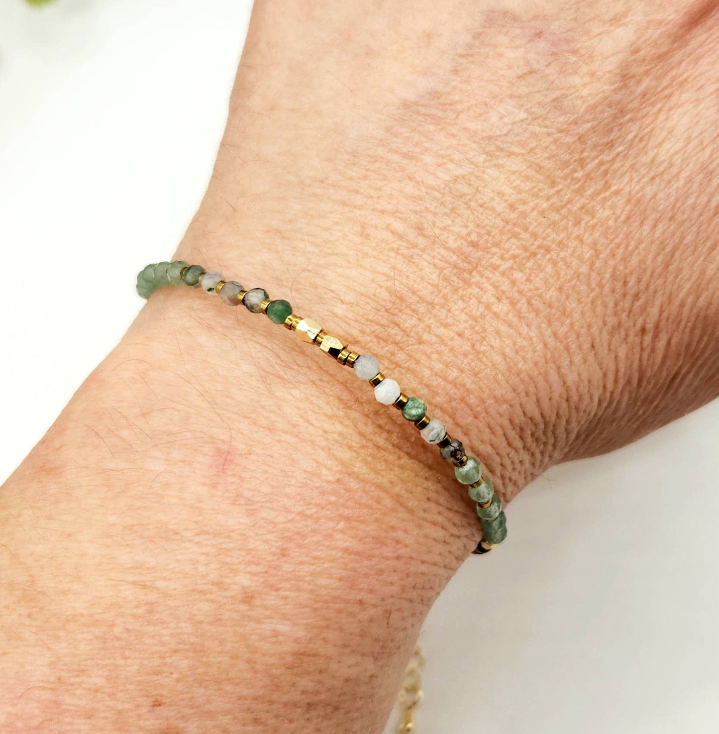 Abundance Bracelet - Moss Agate, Green Aventurine & Tiger Eye (3mm), photo 4 of 4