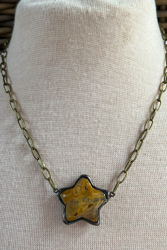 Aster Star Pendant Necklace - Amazonite or Taupe, photo 2 of 4