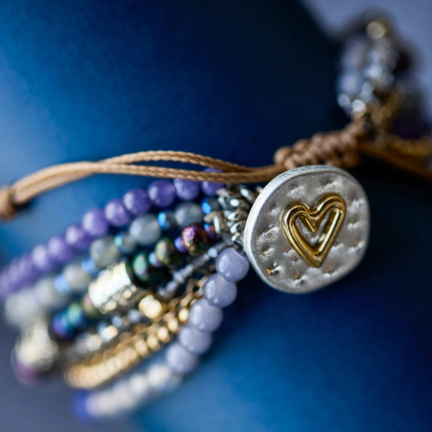 Beaded Love Bracelet - Indigo, glass beads and stone, photo 3 of 3