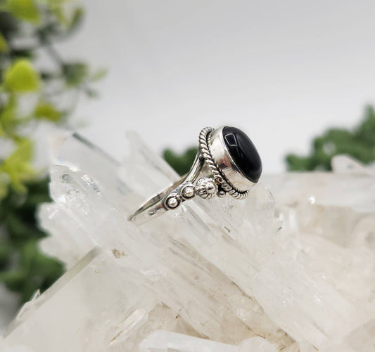 Black Onyx Sterling Silver Ring - Size 6, photo 2 of 5