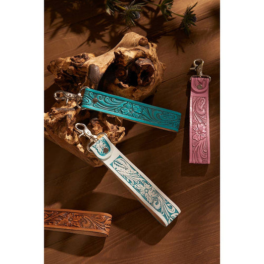 Blooming Meadow Western Key Fob - Turquoise, genuine leather, photo 2 of 3