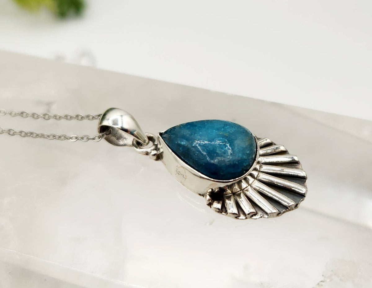 Blue Apatite Gemstone Pendant - Sterling Silver (925), photo 5 of 5
