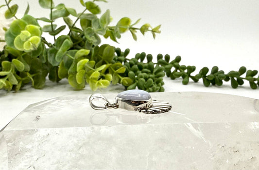 Blue Lace Agate Gemstone Pendant - Sterling Silver (925), photo 2 of 5