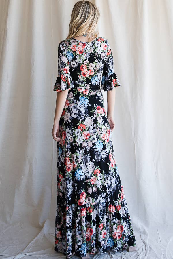 Romantic Whimsy Surplice Maxi Dress