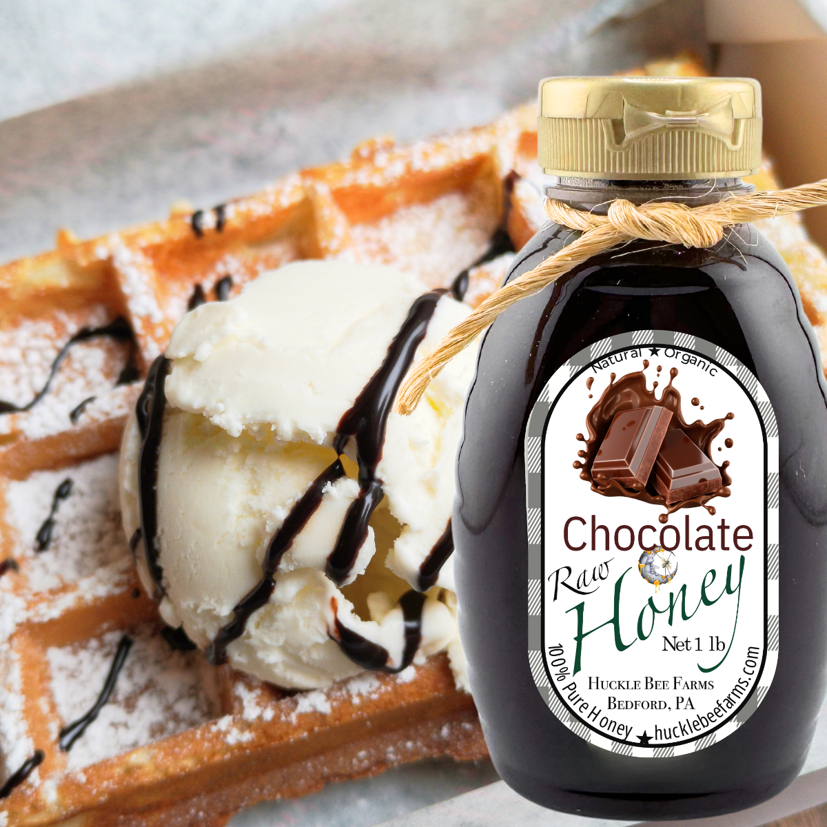 Chocolate Infused Raw Honey: 1 lb Bottle