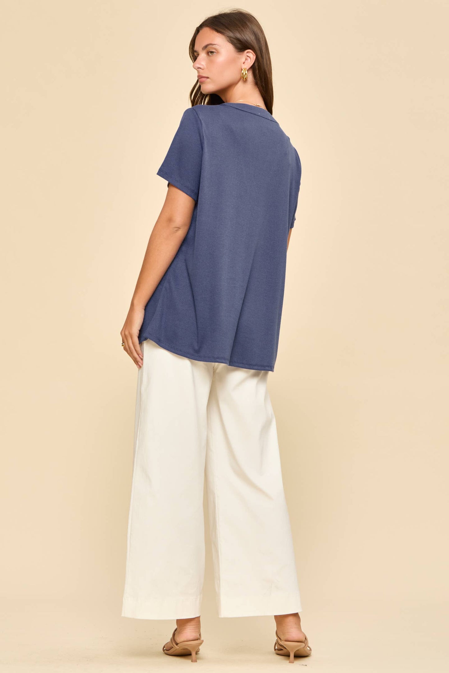Baby Ribbed Boyfriend Knit Top: Lilac
