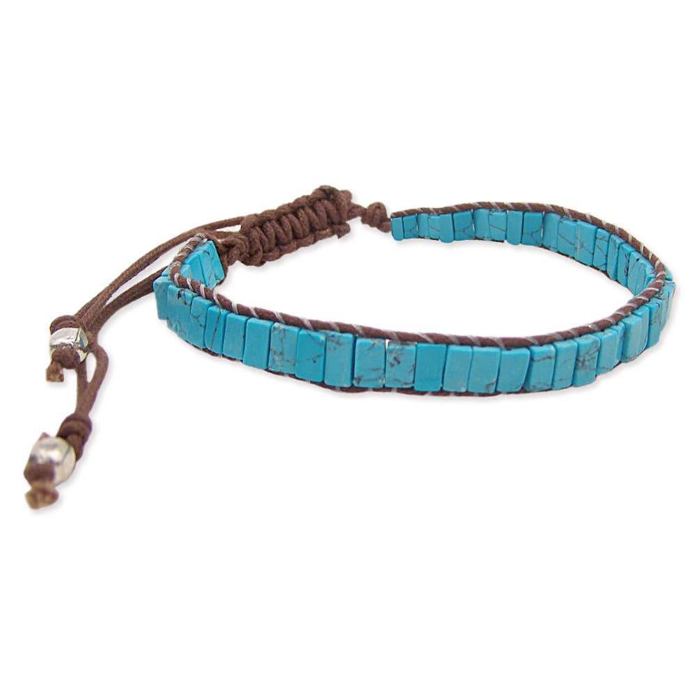 Square Turquoise Bead Pull Bracelet