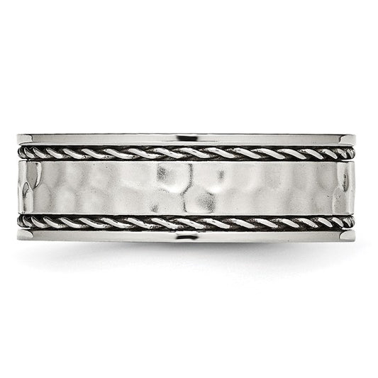 Stainless Steel Hammered Comfort-Fit Band - 8mm, photo 2 of 3