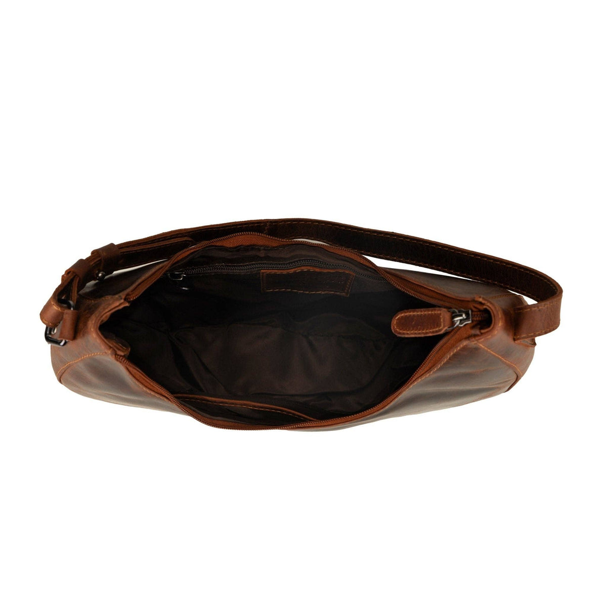 Selene Hobo Leather Shoulder Bag: Brown
