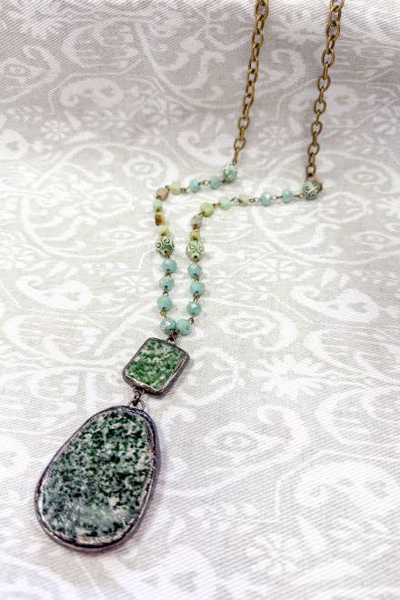 Darby Long Pendant Necklace - African Turquoise, photo 3 of 3
